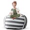 Creative QT Stuff ’n Sit Extra Large 38’’ Bean Bag Storage Cover for Stuffed Animals & Toys, Giant Beanbag Chair for Kids Ages 3-14, Bedroom Organizer for Easter, Grey/White Striped